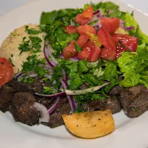 1 Skewer Lamb, rice, fries 1 Skewer Lamb, rice, fries